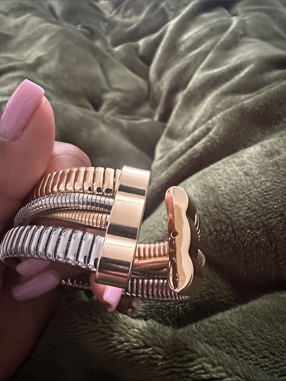 Gold and Silver Tone Multi-Row Coil Bracelet - Women Jewelry